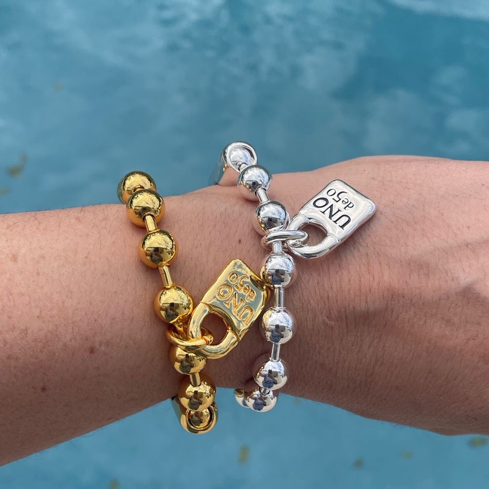 UNO de 50 Silver Beaded Bracelet with Lock Charm - Picture 13 of 16